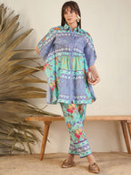 Blue Shirt Collar Co-Ords Set