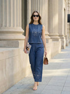 Zummer Blue Embroidered Co-Ord Set