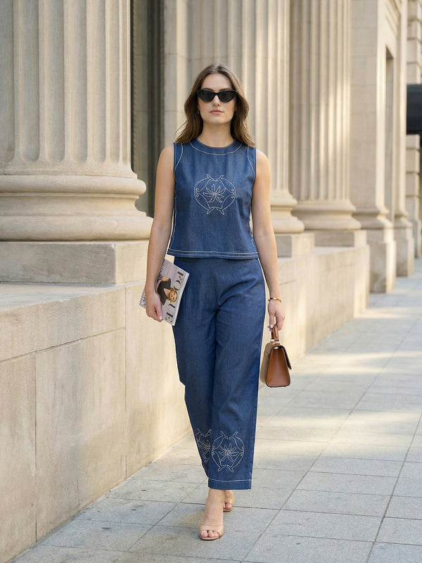 Zummer Blue Embroidered Co-Ord Set