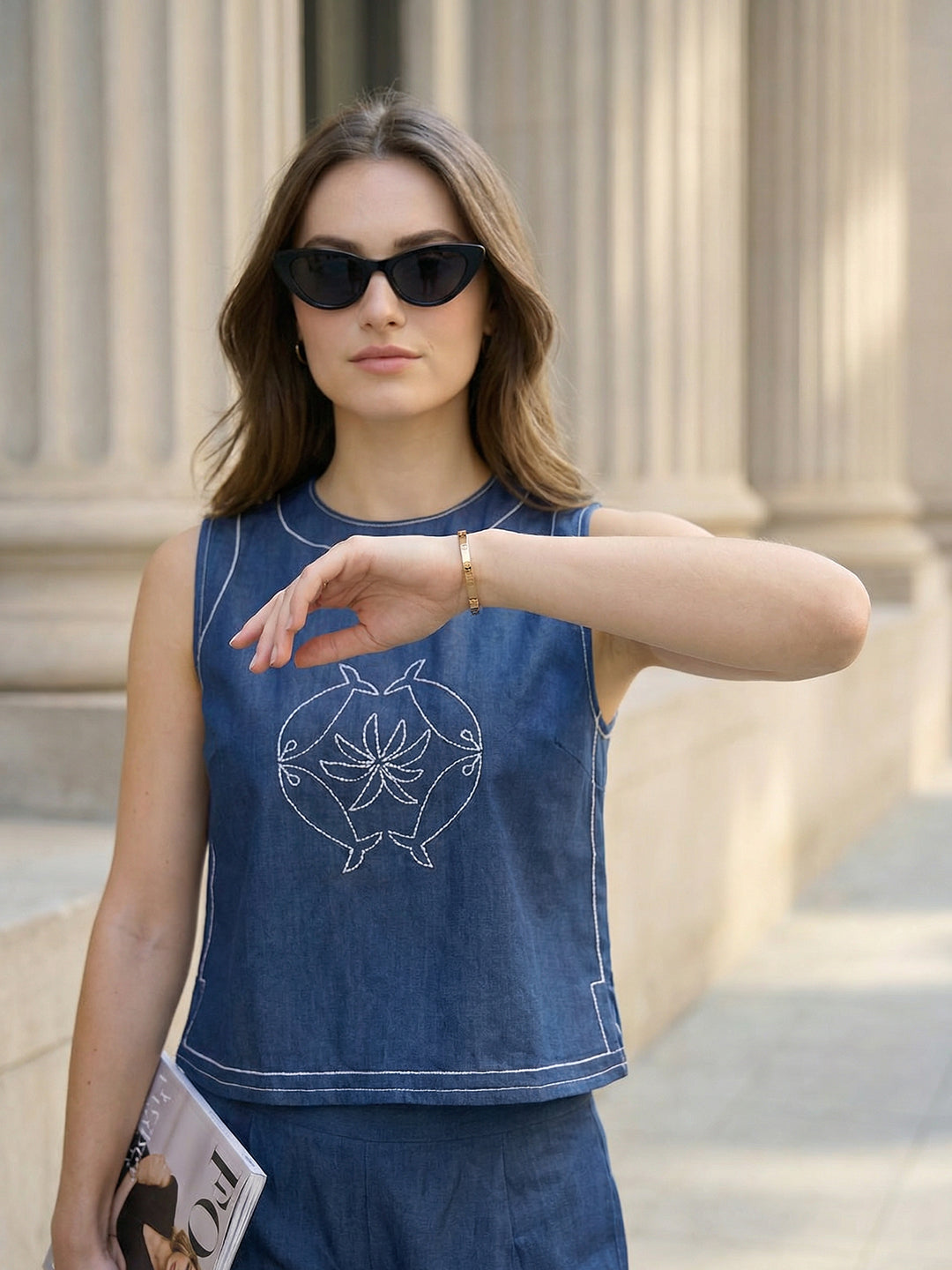 Zummer Blue Embroidered Co-Ord Set