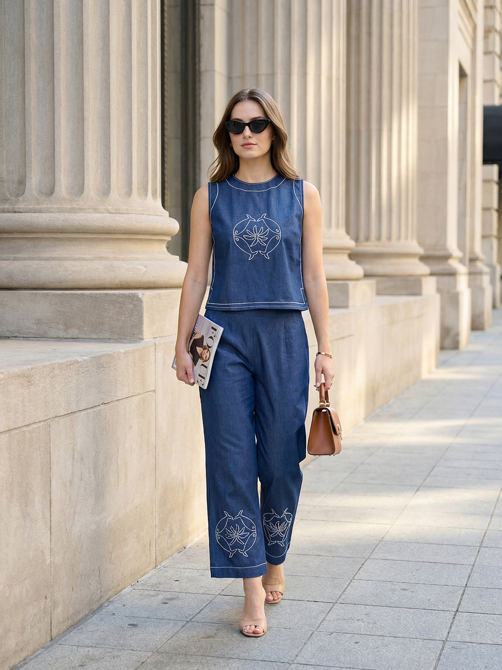 Zummer Blue Embroidered Co-Ord Set