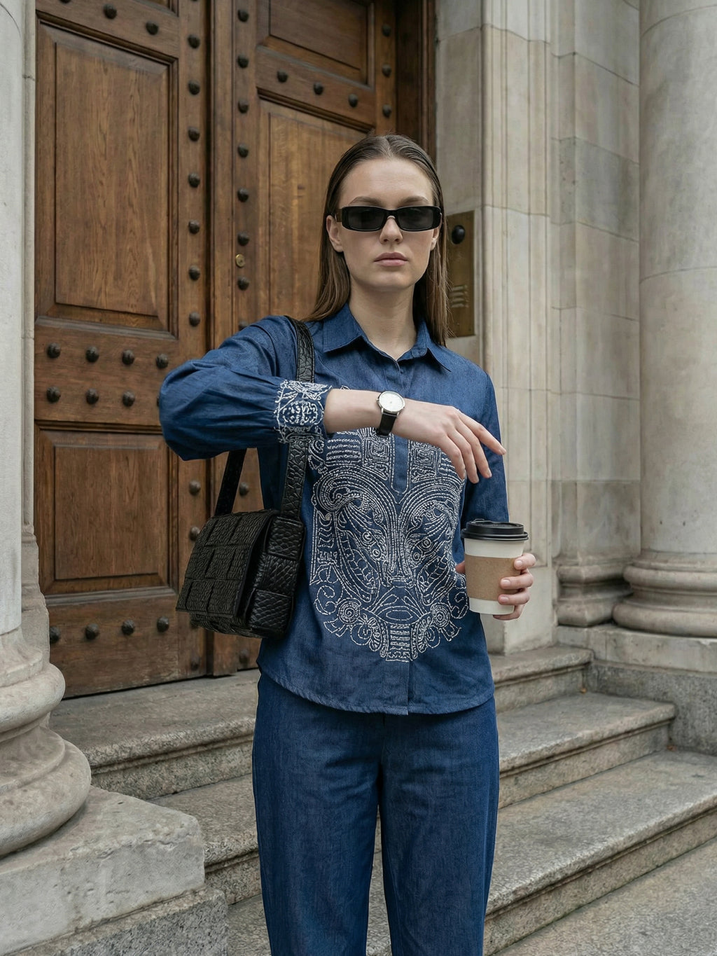 Zummer Blue Embroidered Tunic Co-Ord Set