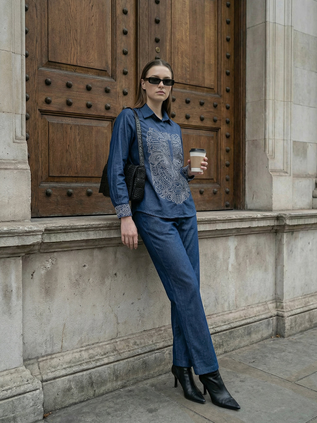Zummer Blue Embroidered Tunic Co-Ord Set