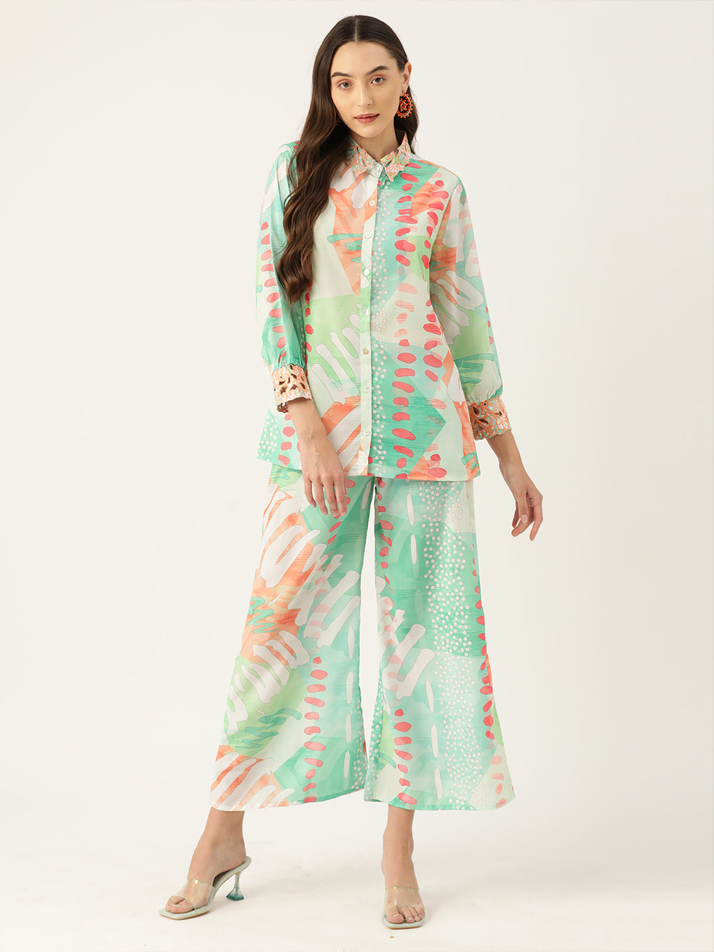 Green Abstract Printed Co-Ords Set