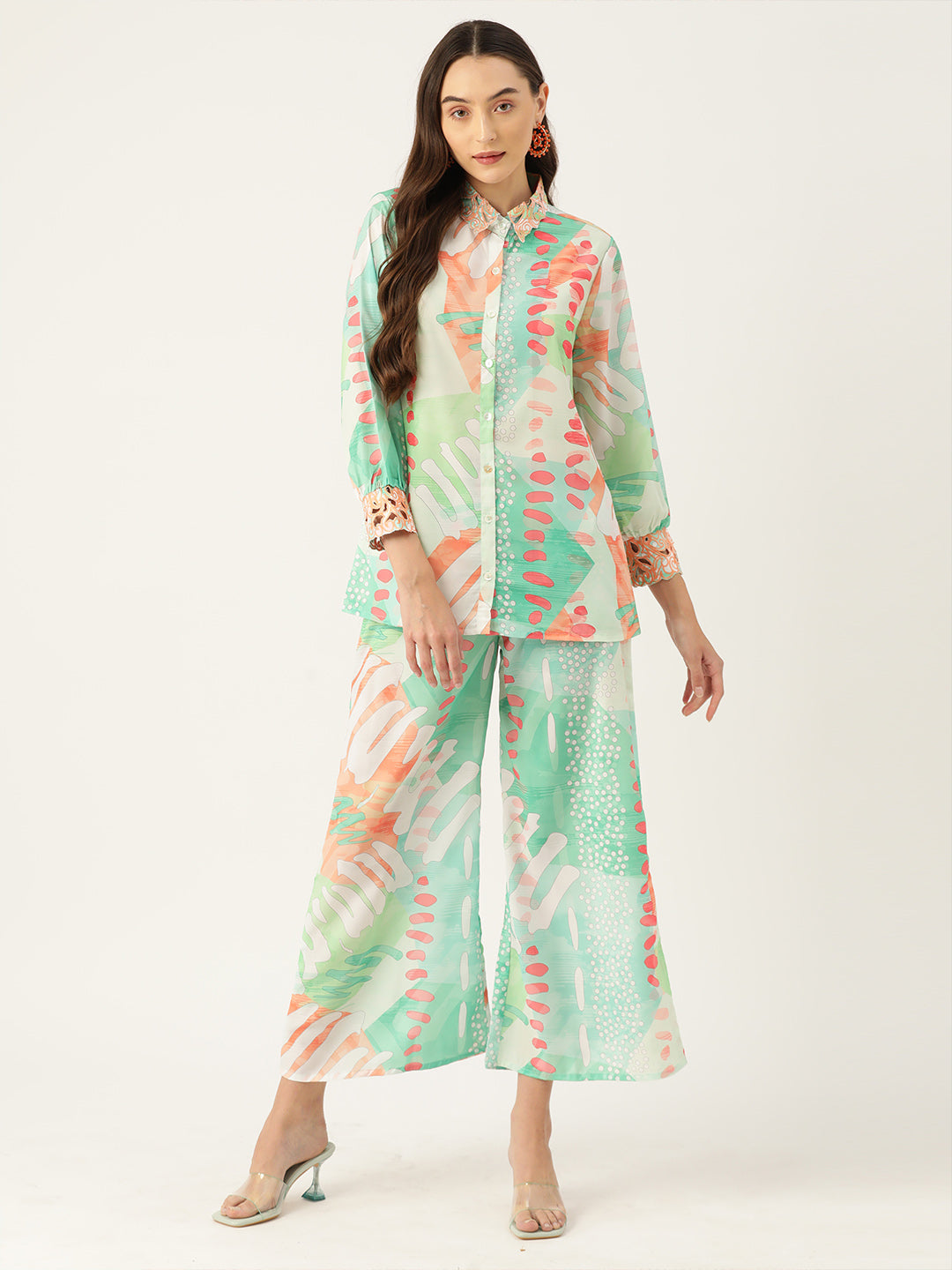 Green Abstract Printed Co-Ords Set