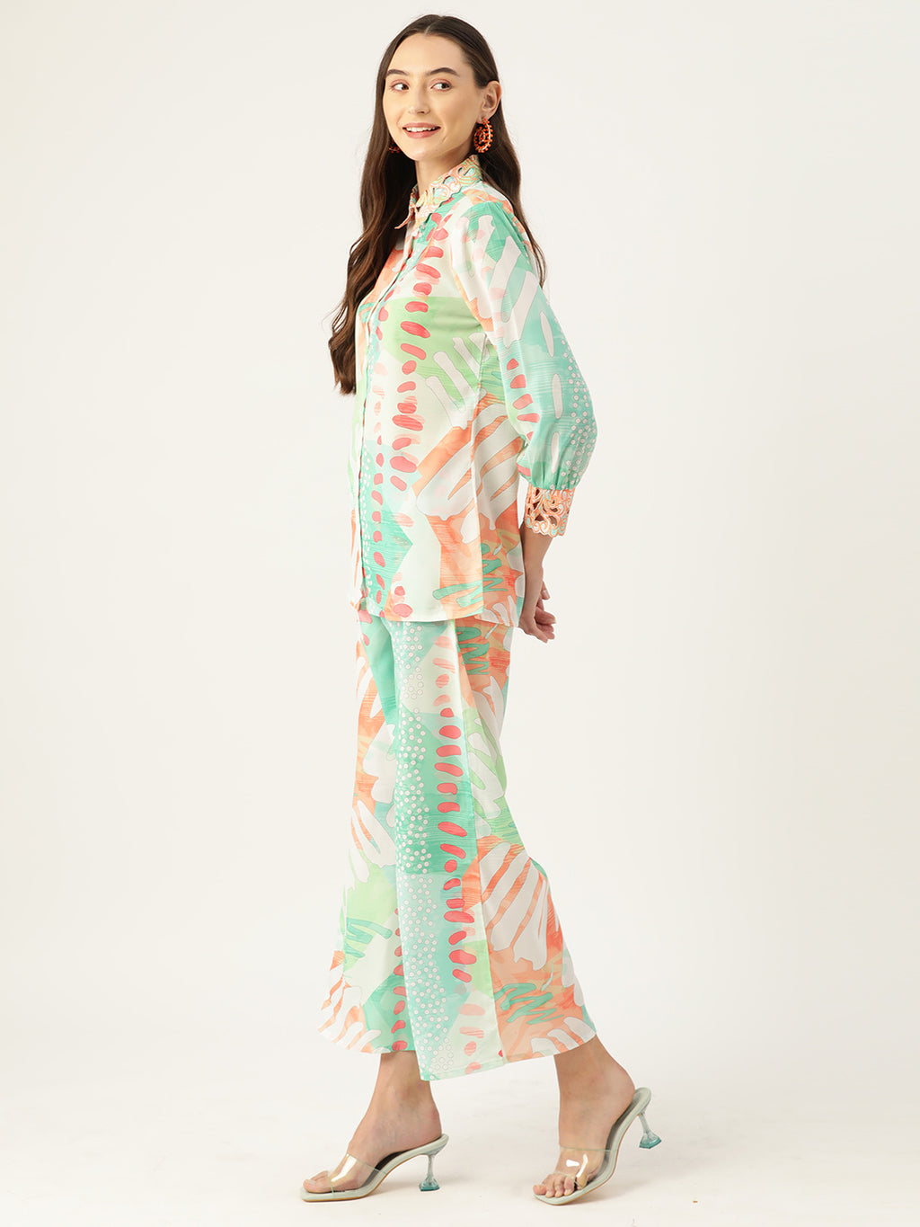 Green Abstract Printed Co-Ords Set