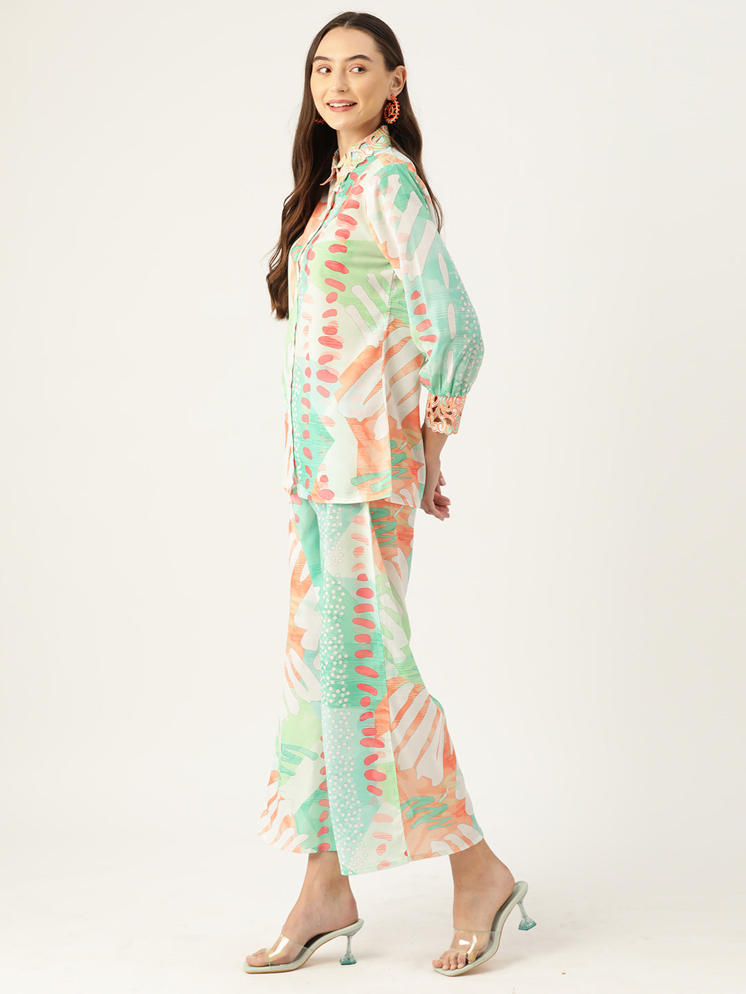 Green Abstract Printed Co-Ords Set