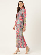 Grey Floral Printed Co-Ords Set