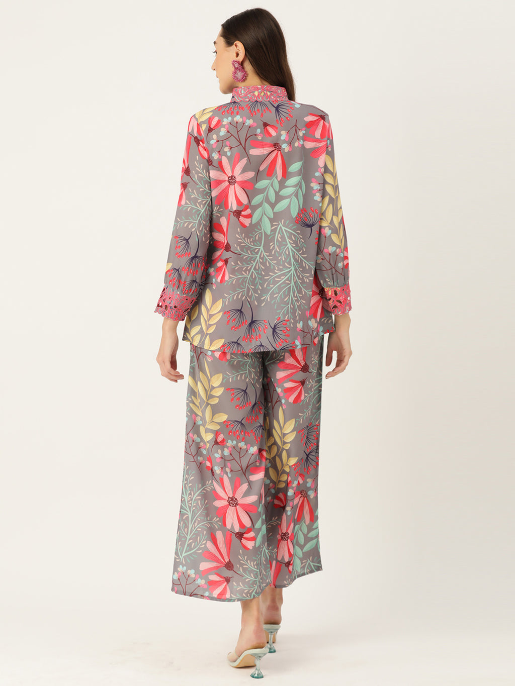 Grey Floral Printed Co-Ords Set