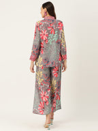 Grey Floral Printed Co-Ords Set