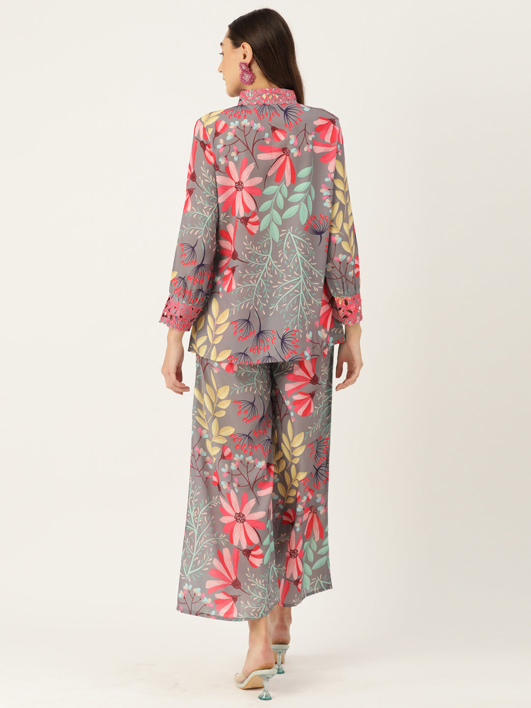 Grey Floral Printed Co-Ords Set