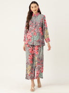 Grey Floral Printed Co-Ords Set