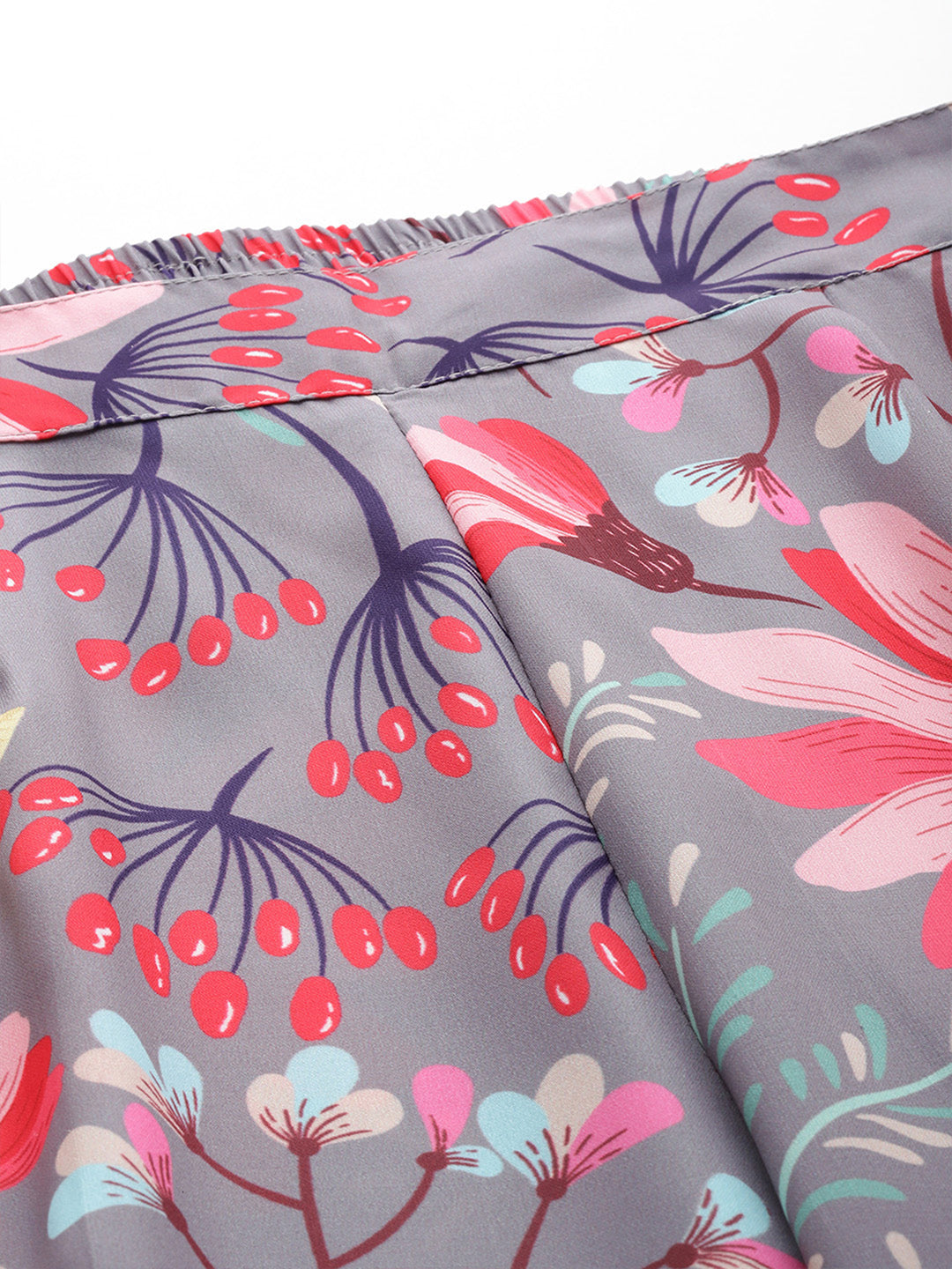 Grey Floral Printed Co-Ords Set