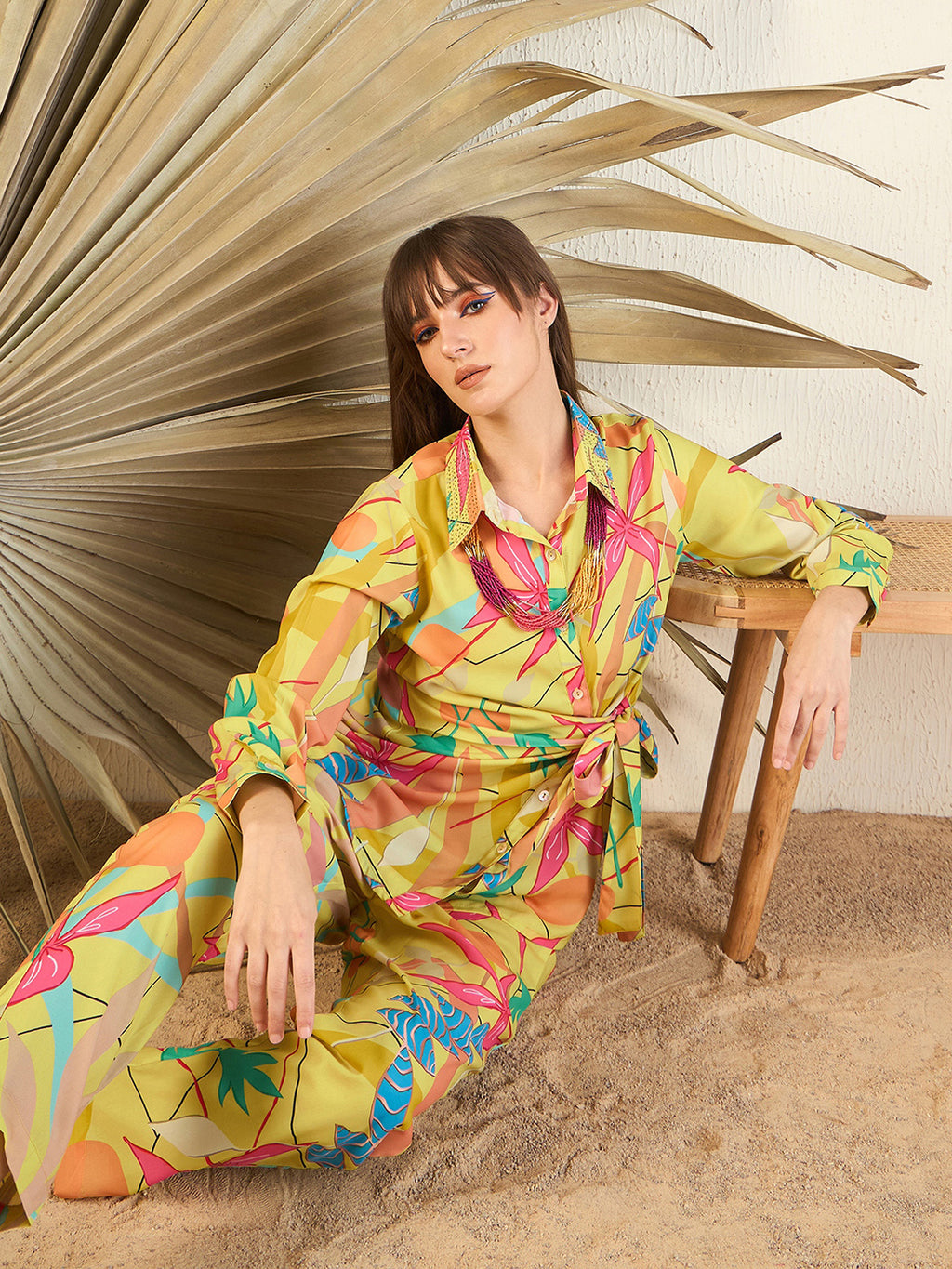 Floral Printed Collar Embellised Co-Ords Set