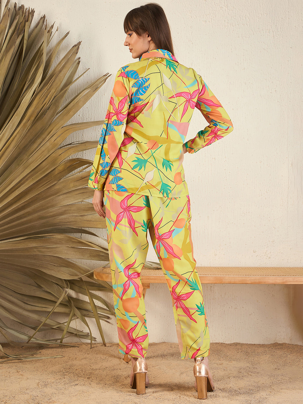 Floral Printed Collar Embellised Co-Ords Set