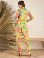 Floral Printed Collar Embellised Co-Ords Set