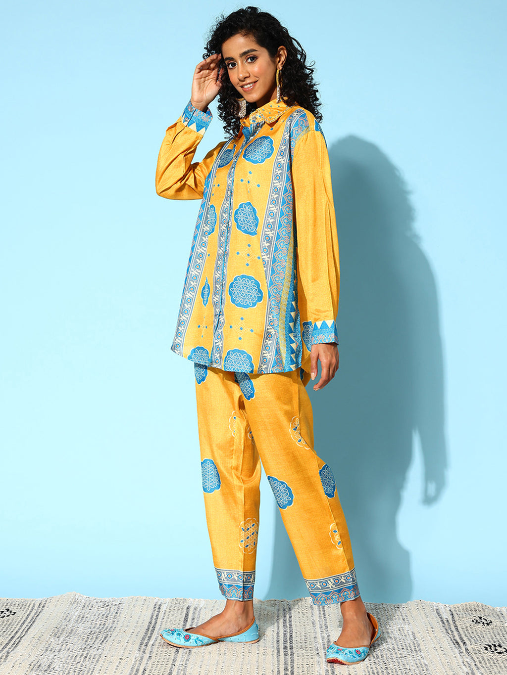 Mustard Collar Embellished Co-Ords Set