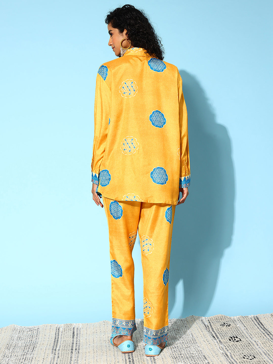 Mustard Collar Embellished Co-Ords Set