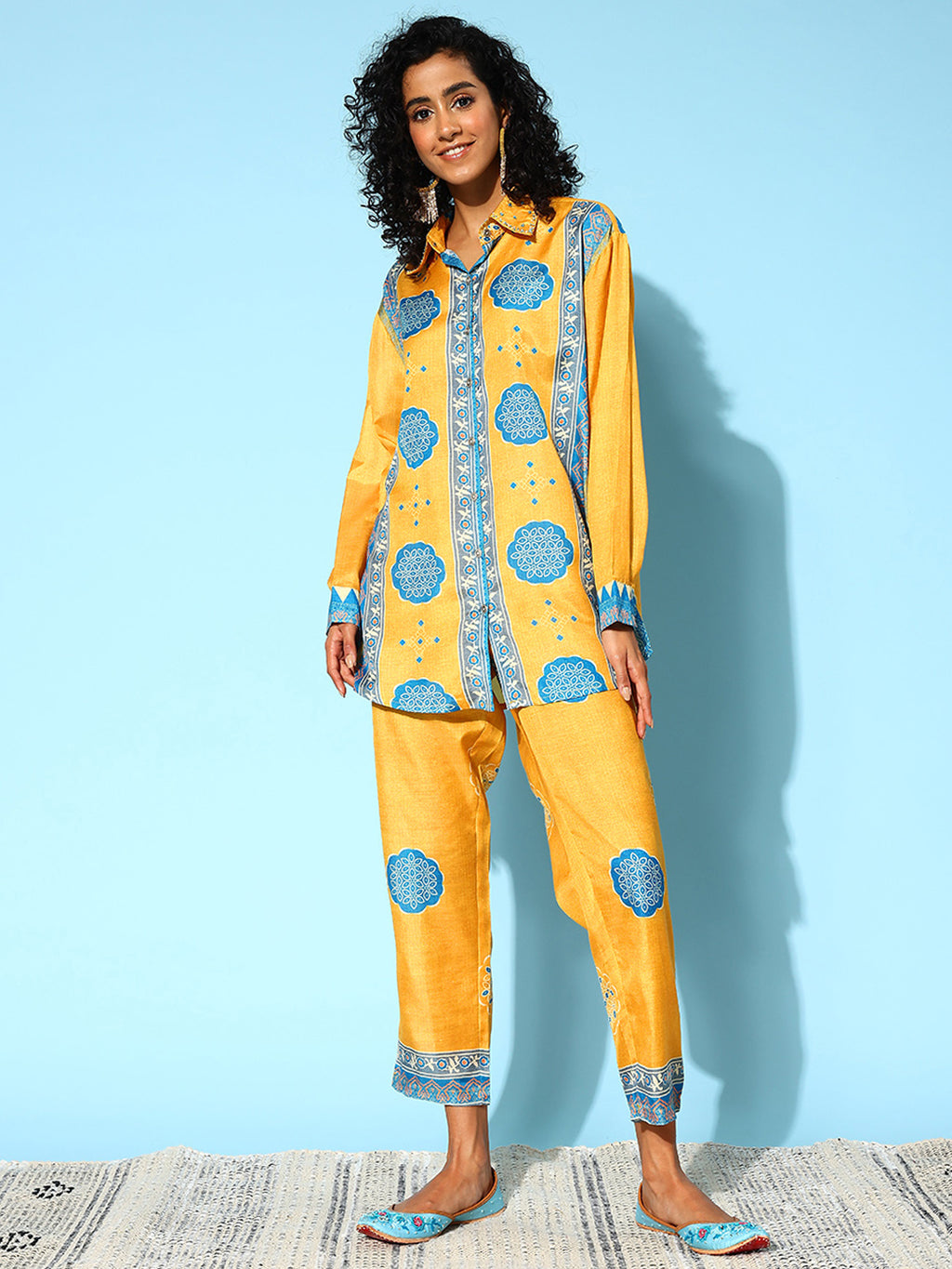 Mustard Collar Embellished Co-Ords Set