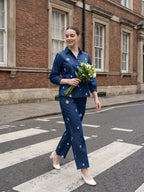 Zummer Denim Co-ord Set – Navy Blue Embroidered Shirt & Trousers