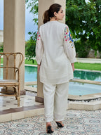 Embroidered Mandarin Collar Tunic With Trouser Co-Ords