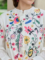 Embroidered Mandarin Collar Tunic With Trouser Co-Ords