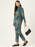 Animal Printed Collar Embellished Co-Ords Set