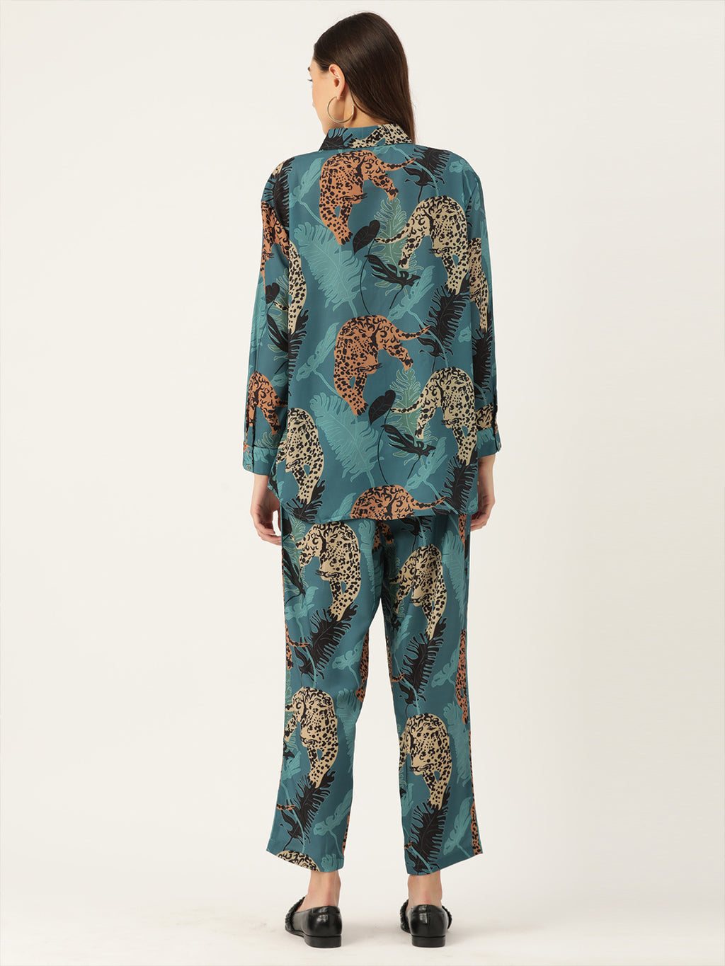 Animal Printed Collar Embellished Co-Ords Set