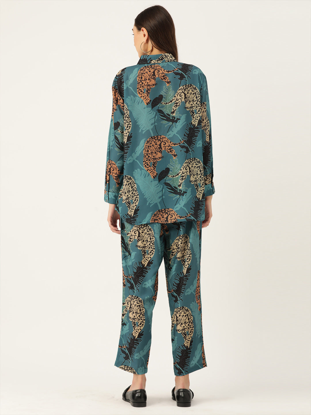 Animal Printed Collar Embellished Co-Ords Set