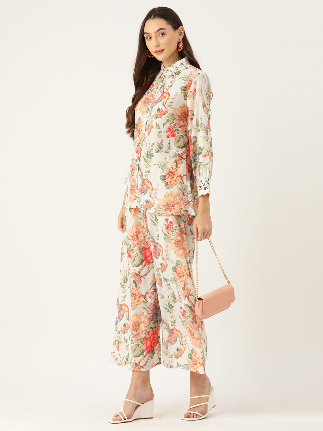 White Floral Printed Co-Ords Set