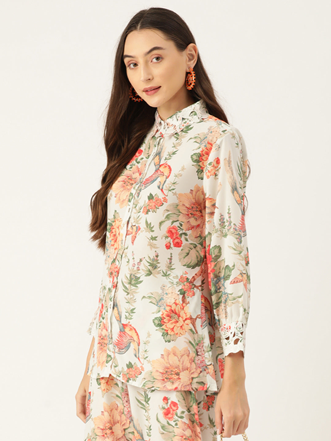 White Floral Printed Co-Ords Set