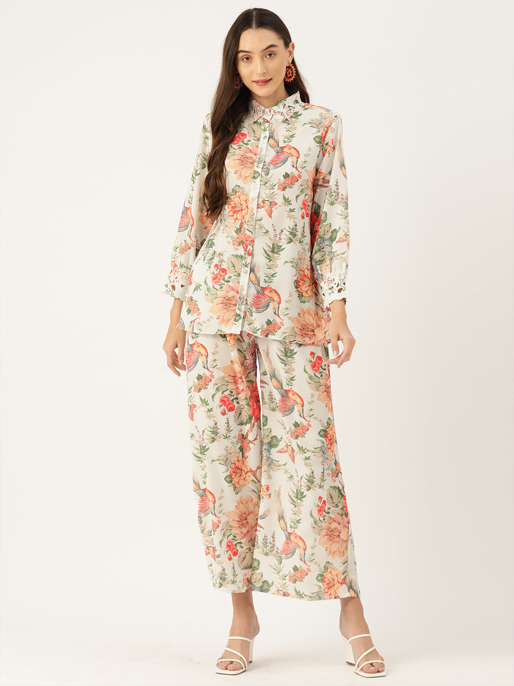 White Floral Printed Co-Ords Set