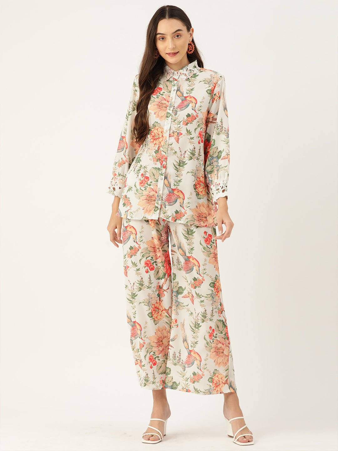 White Floral Printed Co-Ords Set