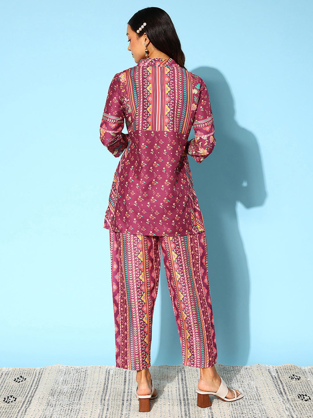 Wine Floral Printed Co-Ords  Set