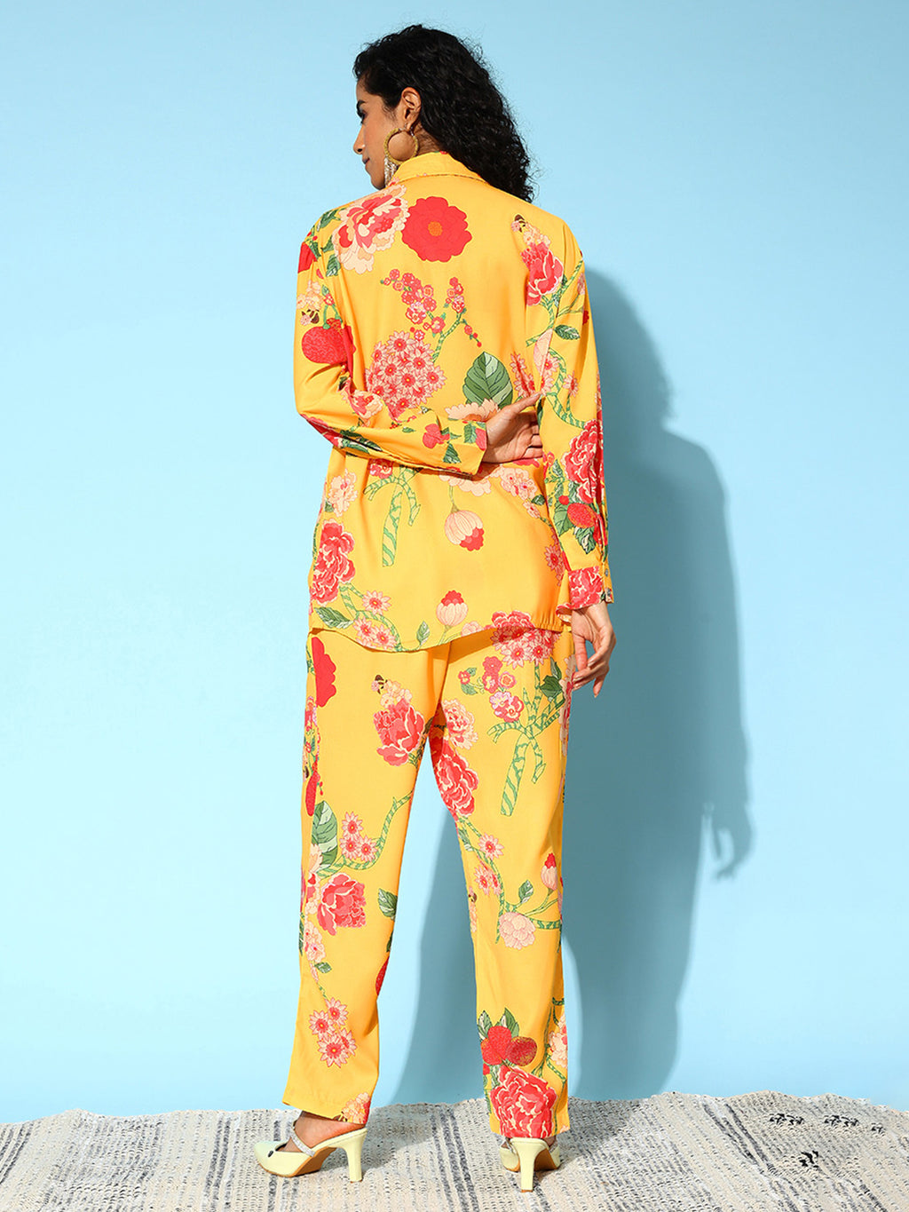 Floral Printed Collar Embellished Co-ords Set