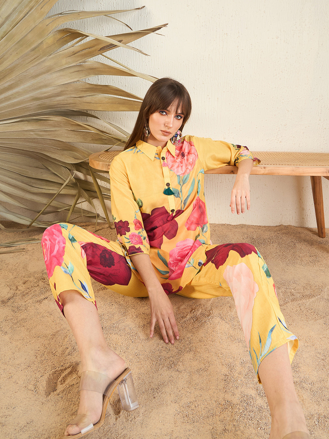 Yellow Embroidered Co-Ords Set