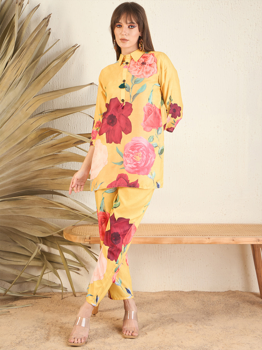 Yellow Embroidered Co-Ords Set