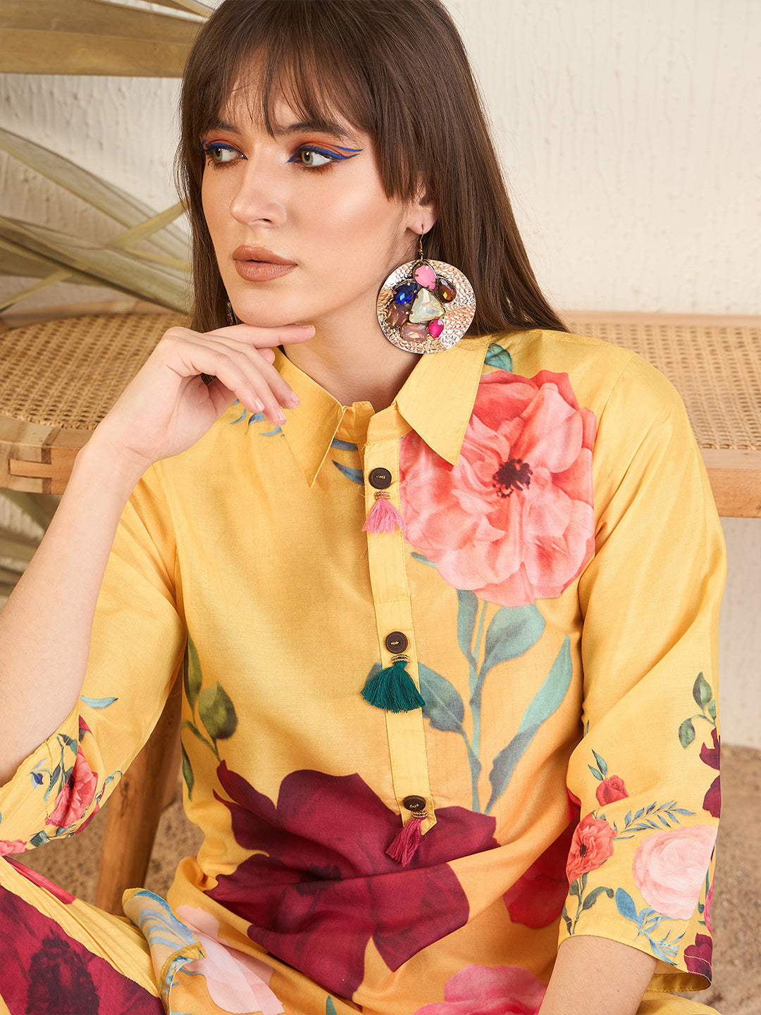 Yellow Embroidered Co-Ords Set