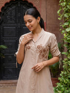 Zummer Embroidered Midi Shirt Dress – Beige