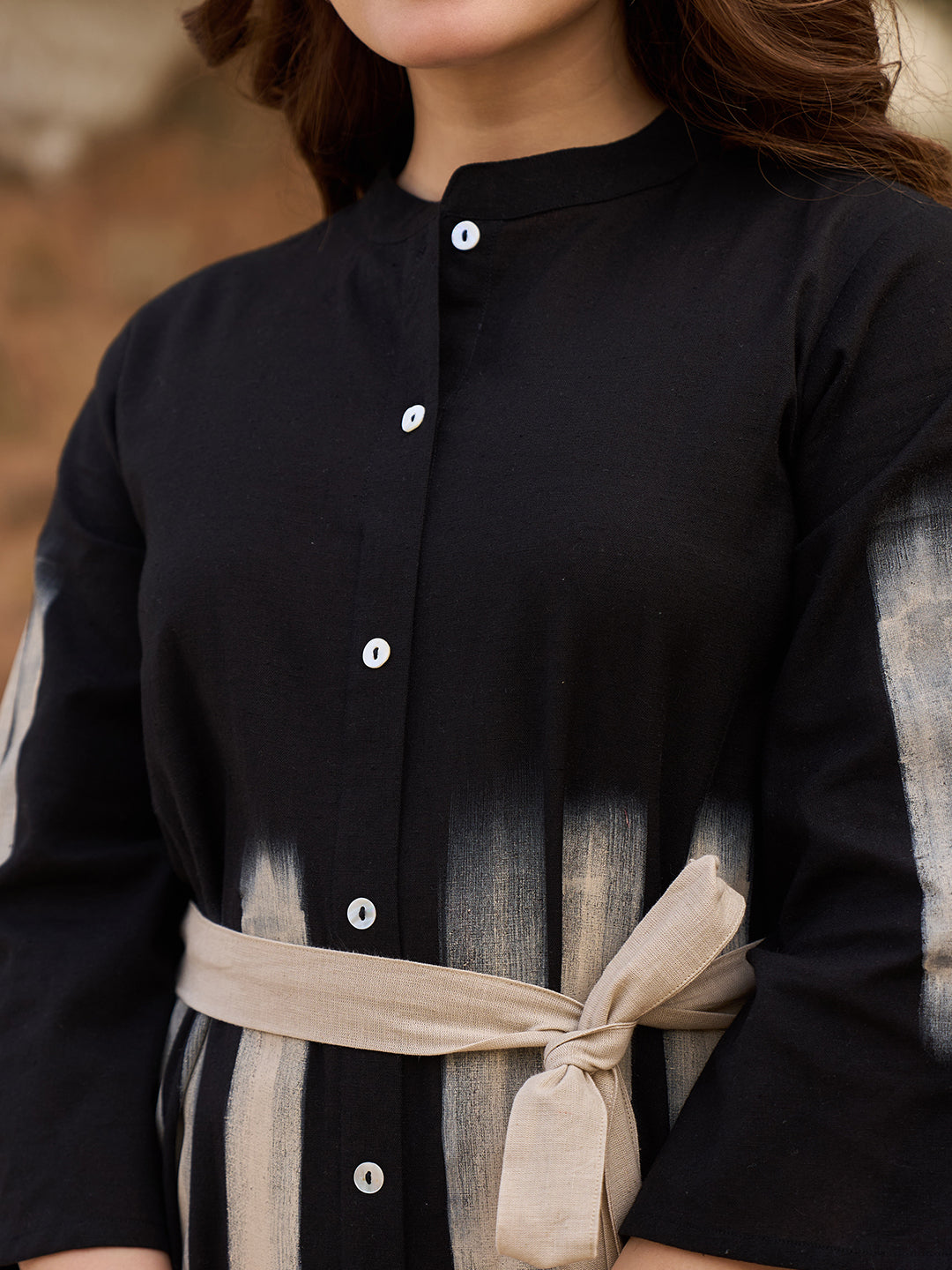 Zummer Hand Painted Midi Dress – Black Fit & Flare