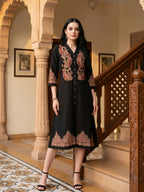Zummer Women Black Embroidered Shirt Dress
