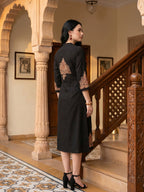 Zummer Women Black Embroidered Shirt Dress