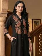 Zummer Women Black Embroidered Shirt Dress