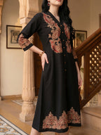 Zummer Women Black Embroidered Shirt Dress