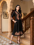 Zummer Women Black Embroidered Shirt Dress