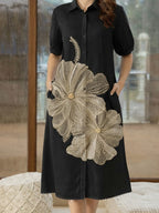 Zummer Black Floral Embroidered Cotton Midi Dress