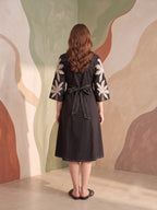 Zummer Women Black Embroidered Cotton Midi Shirt Dress