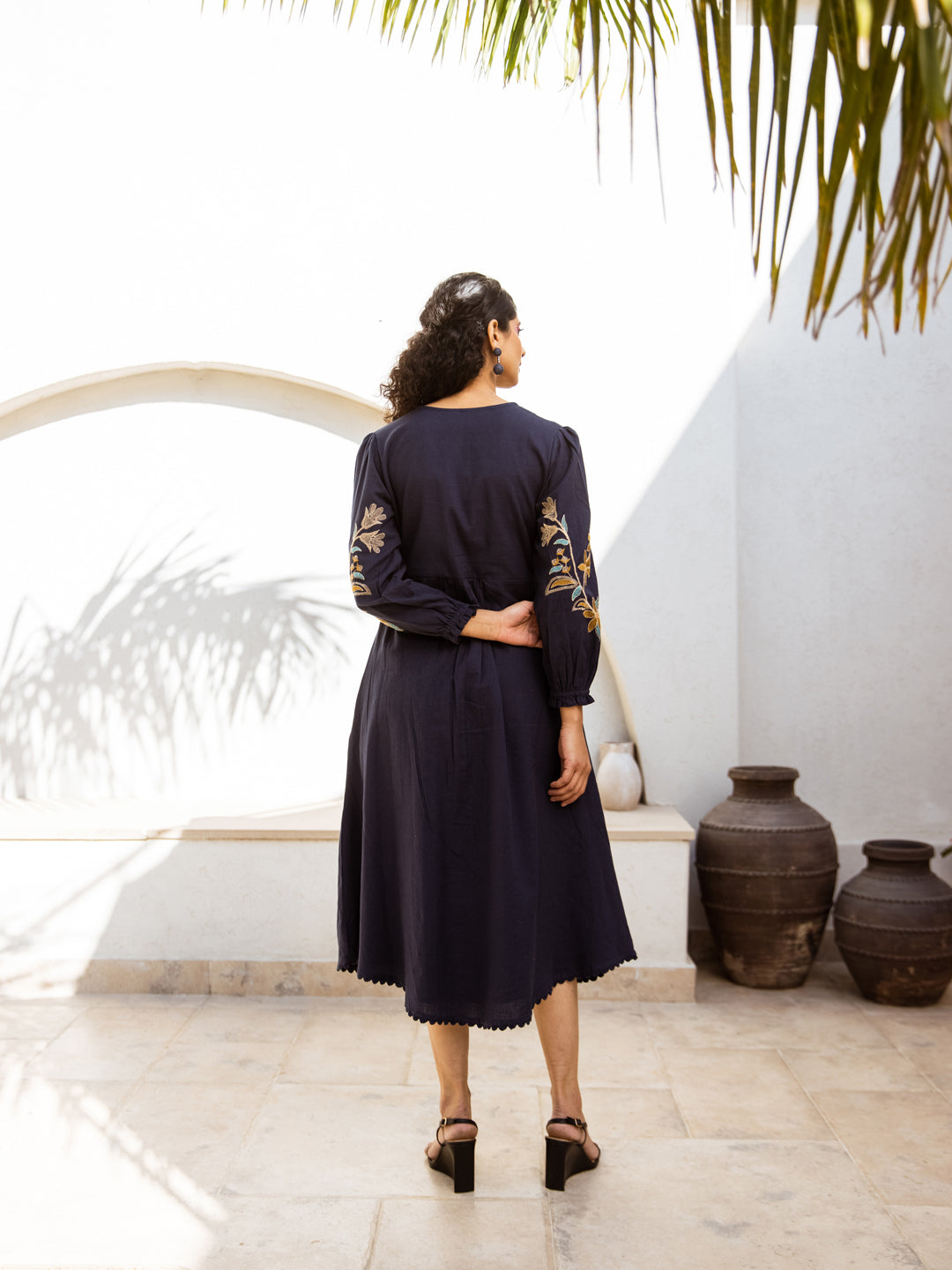 Floral Embroidered Shirt Maxi Dress