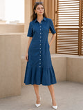 Zummer Women Teal Embroidered Schiffli Cotton Midi Dress
