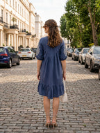 Zummer Women Blue Embroidered Cotton